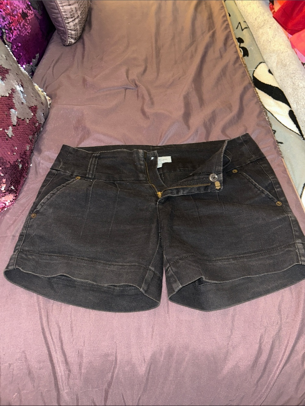 Women’s Dark Denim Casual Short - Black Jean Shorts